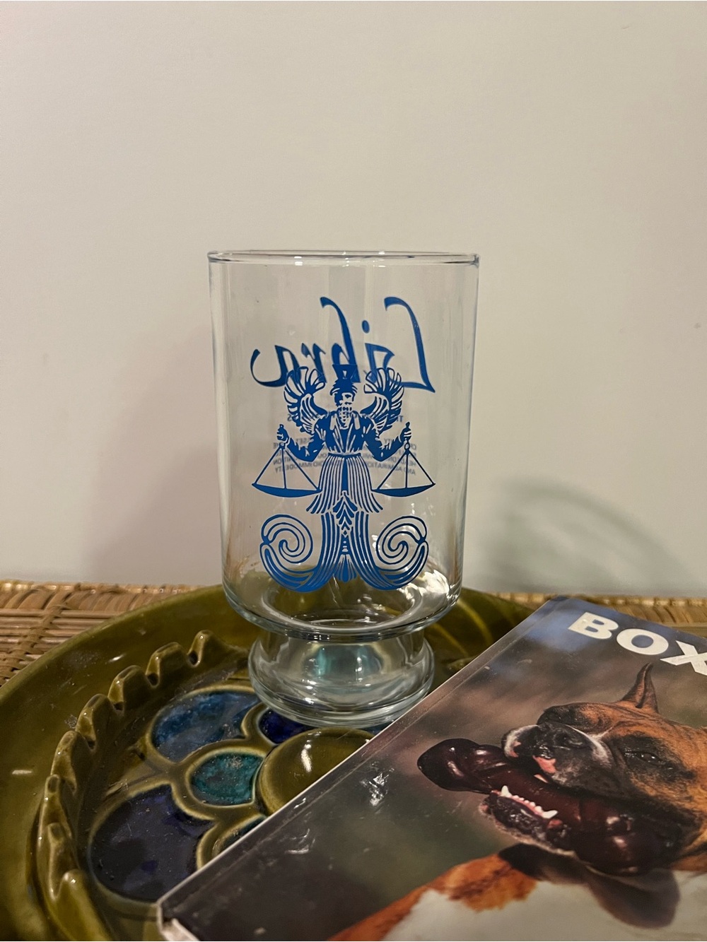 Vintage Libra drinking glass